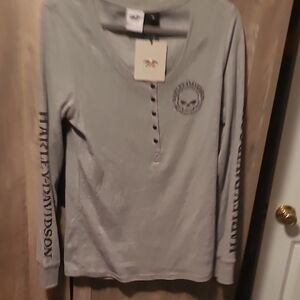 Harley-Davidson Gray Button-Up Long Sleeve
